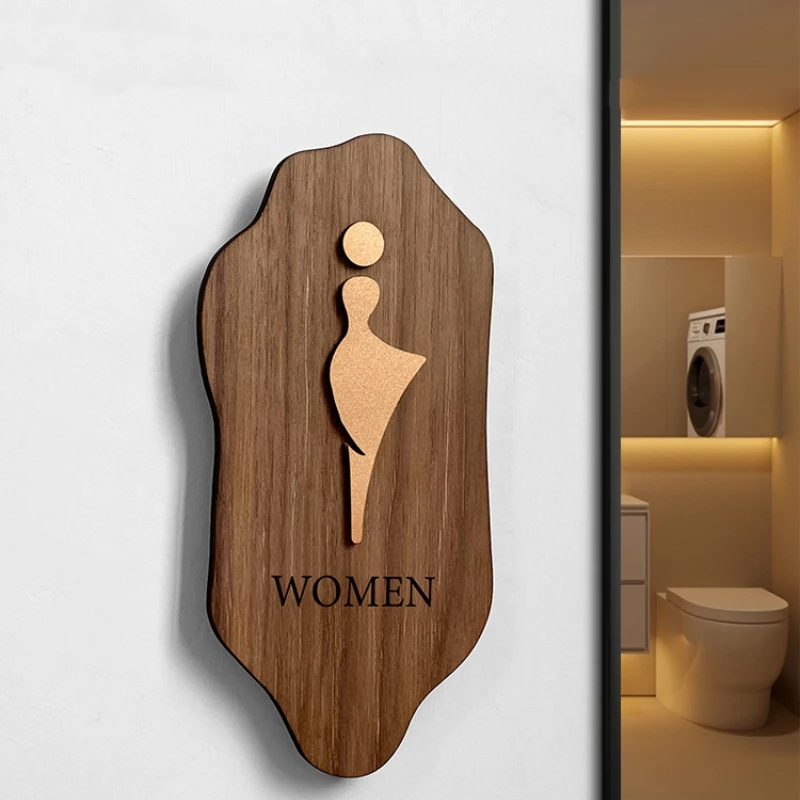 Houten bewegwijzering Toiletbewegwijzering voor heren en dames Deurbord Openbare badkamer Instructiebord Luxe hotel WC Toiletmuursticker: 20x30cm / Apple Groen