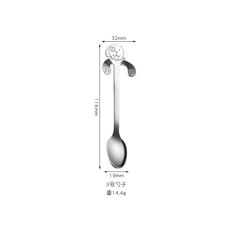 Cute Pet Dog Puppy 304 Stainless Steel Coffee Stirring Spoon Ice Spoon Teaspoon Tea Spoon Dessert Scoop Long Handle Tableware: short dog 11.5cm