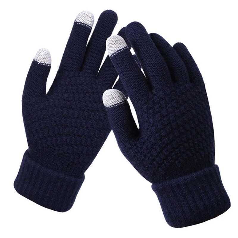 Guantes de punto de Cachemira para mujer, guantes de Jacquard con pantalla táctil, cálidos, de esquí, guantes de peluche: 06