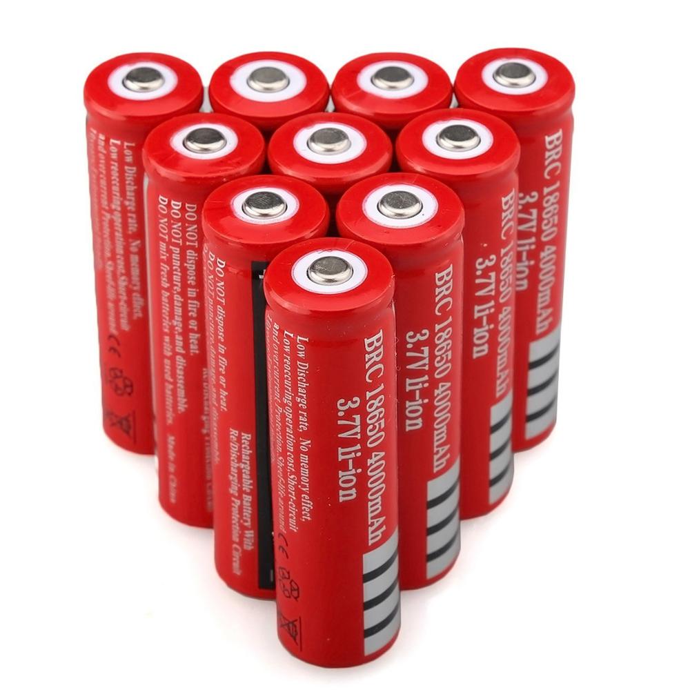 Batería de ion de litio recargable para linterna LED, acumulador de baterías recargables de 18650 V, 3,7 mAh, GTF: Rojo