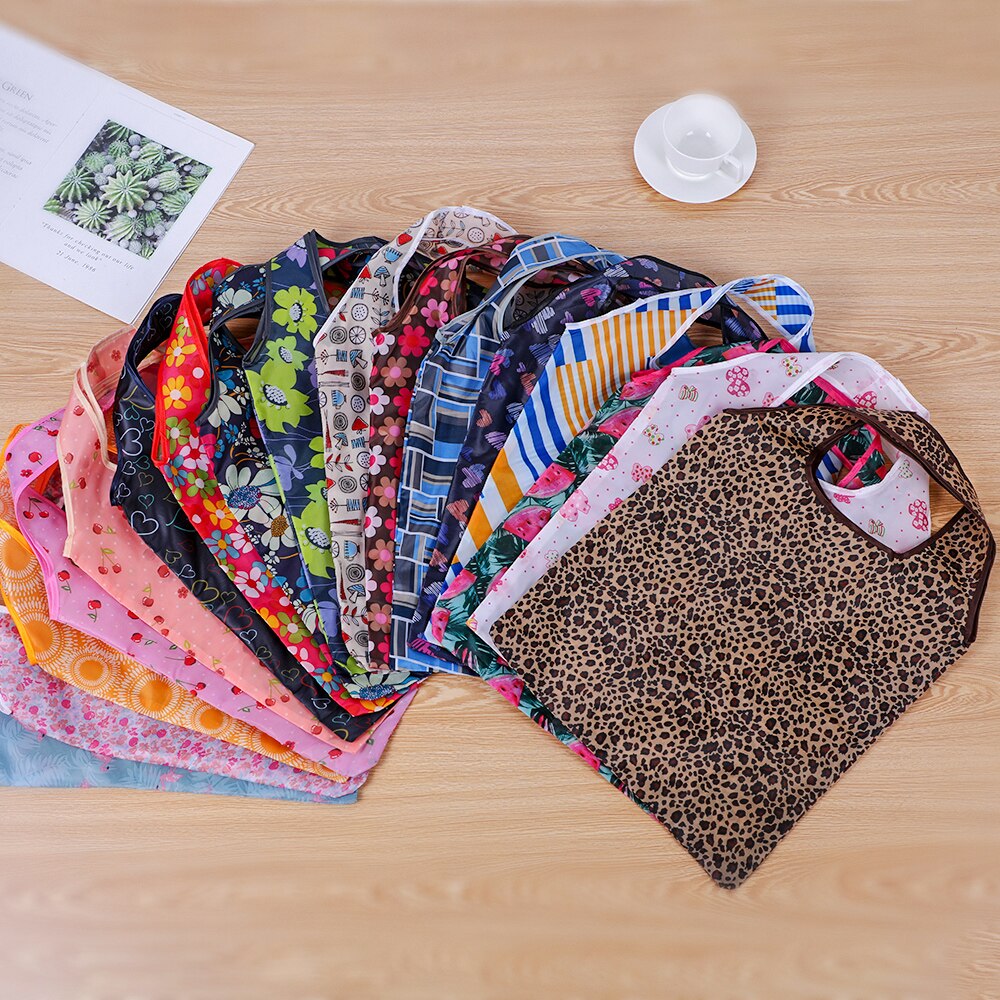 Lady Foldable Recycle Eco Shopping Bag Reusable Shopping Tote Bag Floral Fruit Vegetables Food Beach Shopping Travel Bag