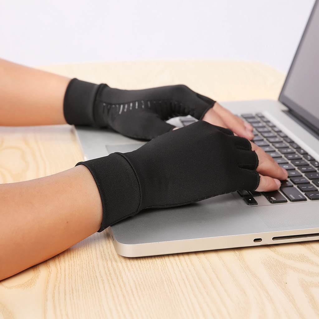 Kompressionshandsker kvinder fælles ærmer typing indendørs sport karpaltunnel arthritis kvinder mænd hænder håndledsstøtte ærme: Sort m