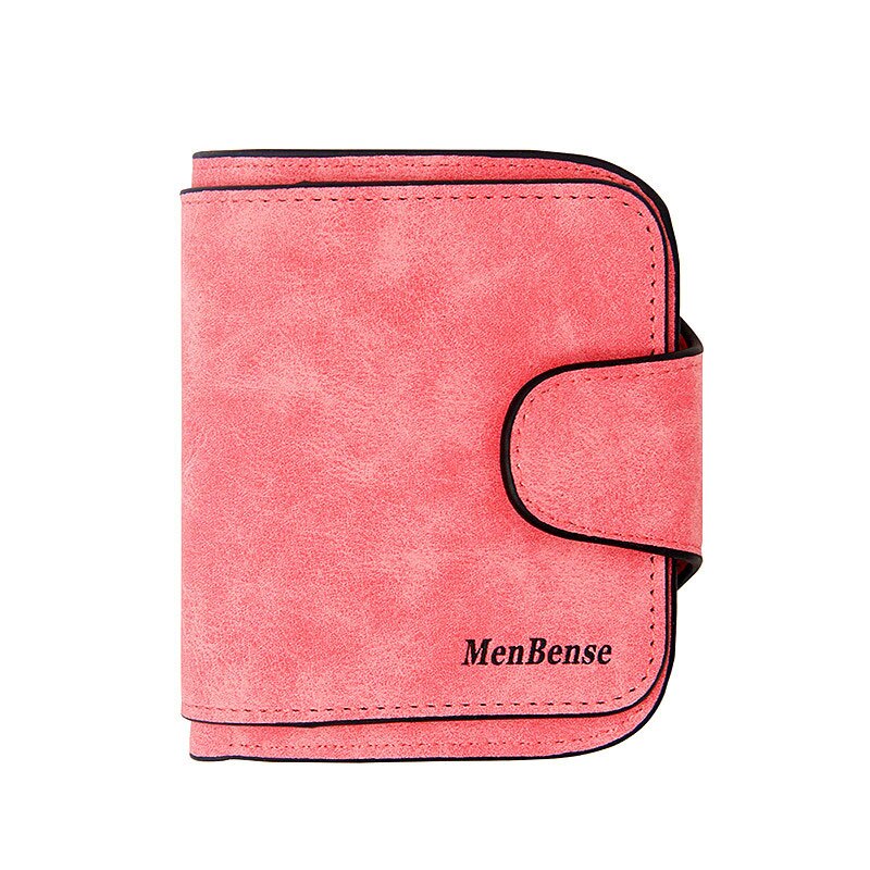 Lady Snap Fastener Zipper Short Clutch Wallet Solid Letter Small Female Purse Short Purse Vintage Matte Women Wallet: 002PINK