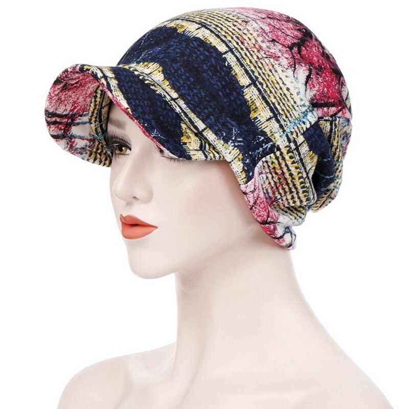 Multifunktionelle kvinder vinter efterår hat hat blomstermotiver teenager voksen tyndt tørklæde pige skullies beanies vintage cap hat: Nv