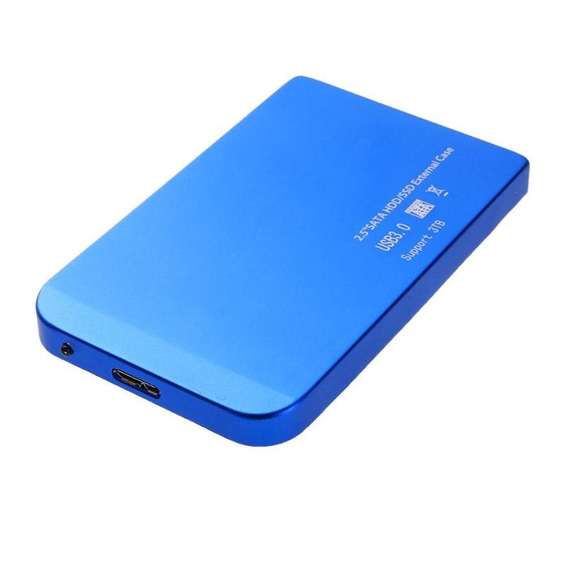 Caja de disco duro USB3.0 de 2,5 pulgadas, puerto serie SATA SSD, disco mecánico, soporte de aleación de aluminio de 3TB, carcasa de disco duro externo móvil, azul y negro: Default Title
