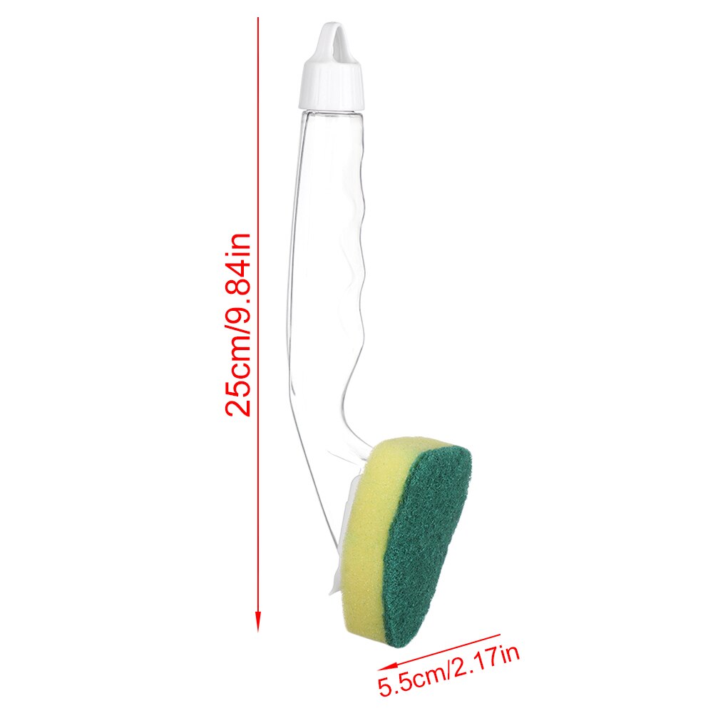 Replaceable Cleaning Brush With Refill Liquid Handle Scouring Pad Sponge Brush Dispenser Dish Scrubber Home Washing Tool