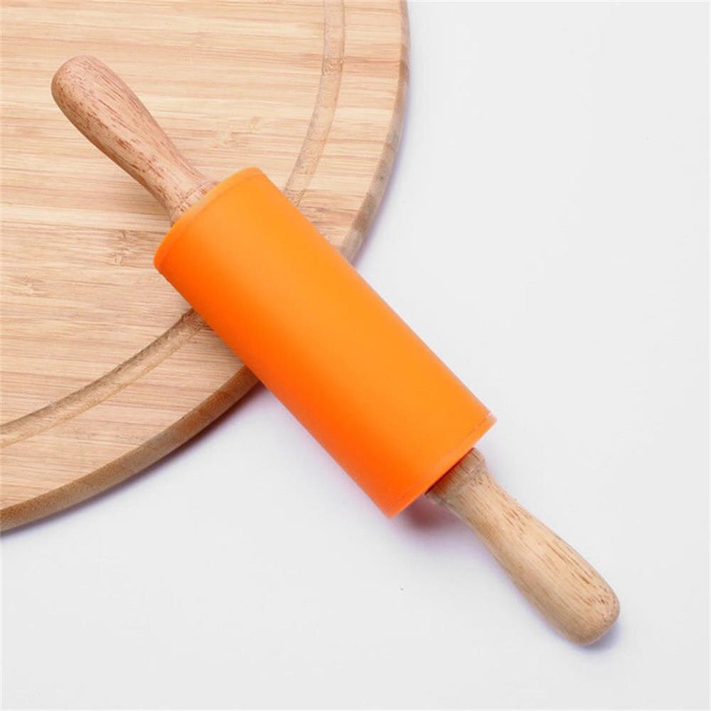 Rodillo de silicona con mango de madera masa de rodillo masa para pizza Pie Pasta y galletas herramientas para hornear