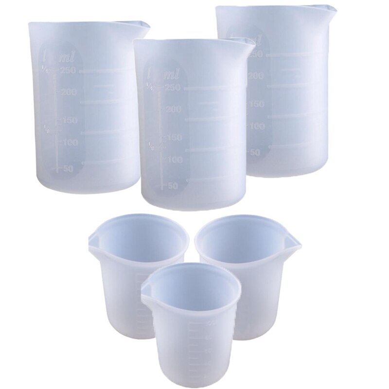 Silicone Measuring Cups, 6 PCS 250Ml/100Ml Nonstick Reusable Silicone Mixing Cups Durable Easy Clean for Epoxy Resin: Default Title