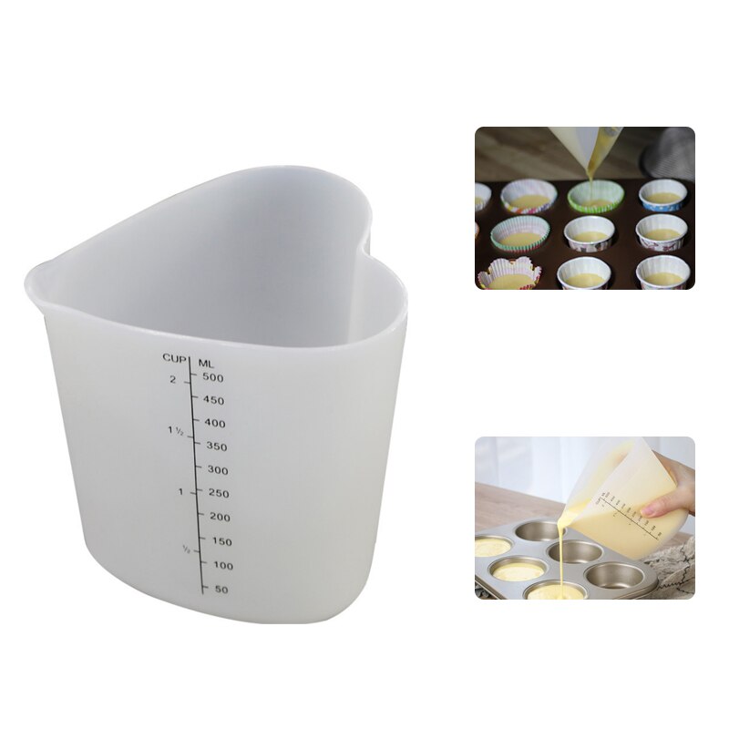 500ml Silicone Measuring Cup Butter Water Liquid Measure Cup Jug Flexible Silicone Cup Cooking For Kitchen Measuring Tools