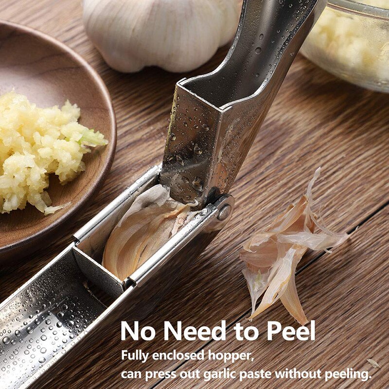Garlic Press, 304 Stainless Steel Garlic Crusher, Rust Proof, Heavy Duty Garlic Mincer With Square Hole, Kitchen Tools