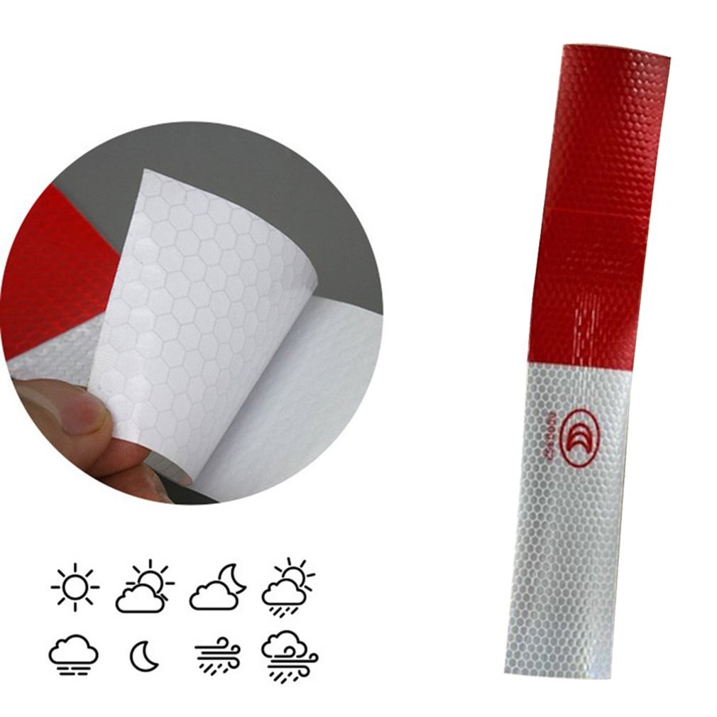 Car Reflective Film Warning Tape Truck Annual Inspection Crystal Color Grid Reflective Strip Red And White Reflective Stickers