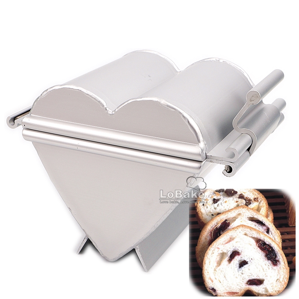 Big heart 10cm long cylinder open-closing thick anodizing aluminium alloy toast mold bread box cake mould loaf bakeware tools