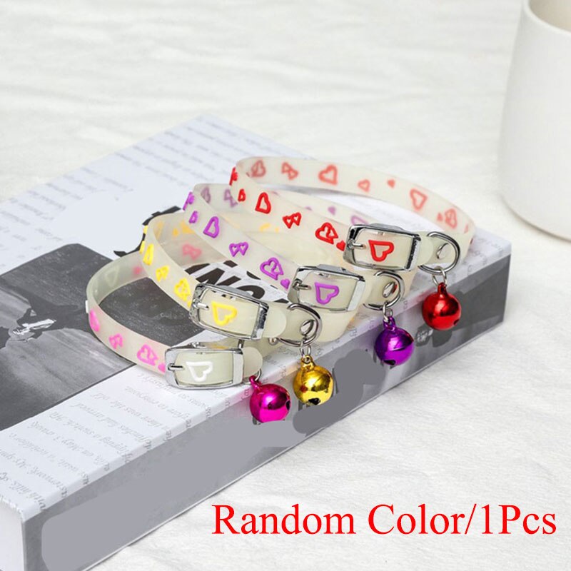 Collar fluorescente para perro, suministro ajustable para mascotas con correa para cuello de mascotas, anillo de cuello para mascotas que brilla en la oscuridad, suministros para mascotas: heart-shaped