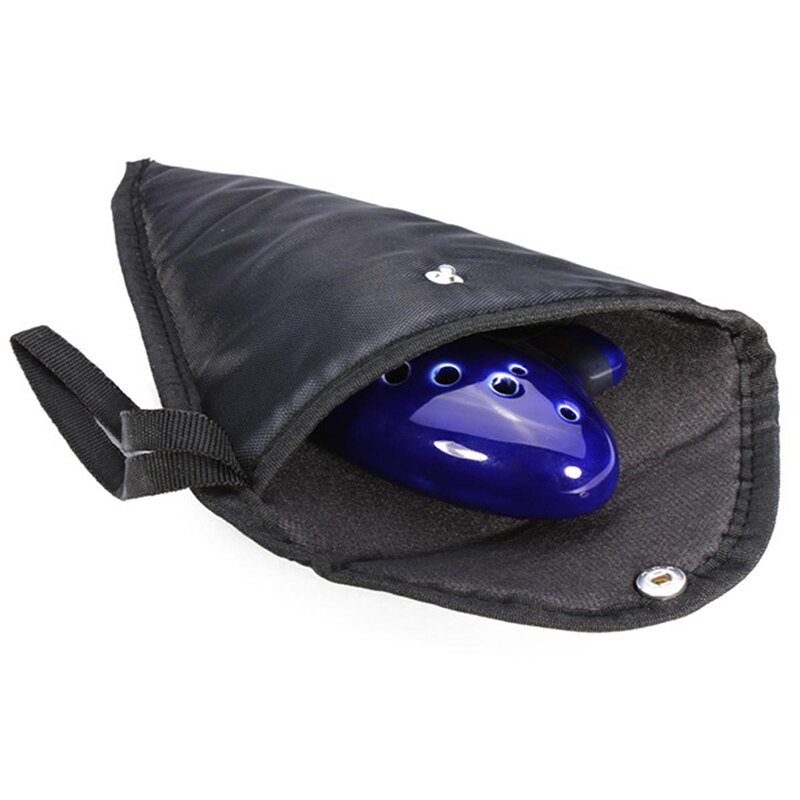 Borsa protettiva Ocarina a 12 fori con cintura imbottita in cotone 5mm nera facile da trasportare