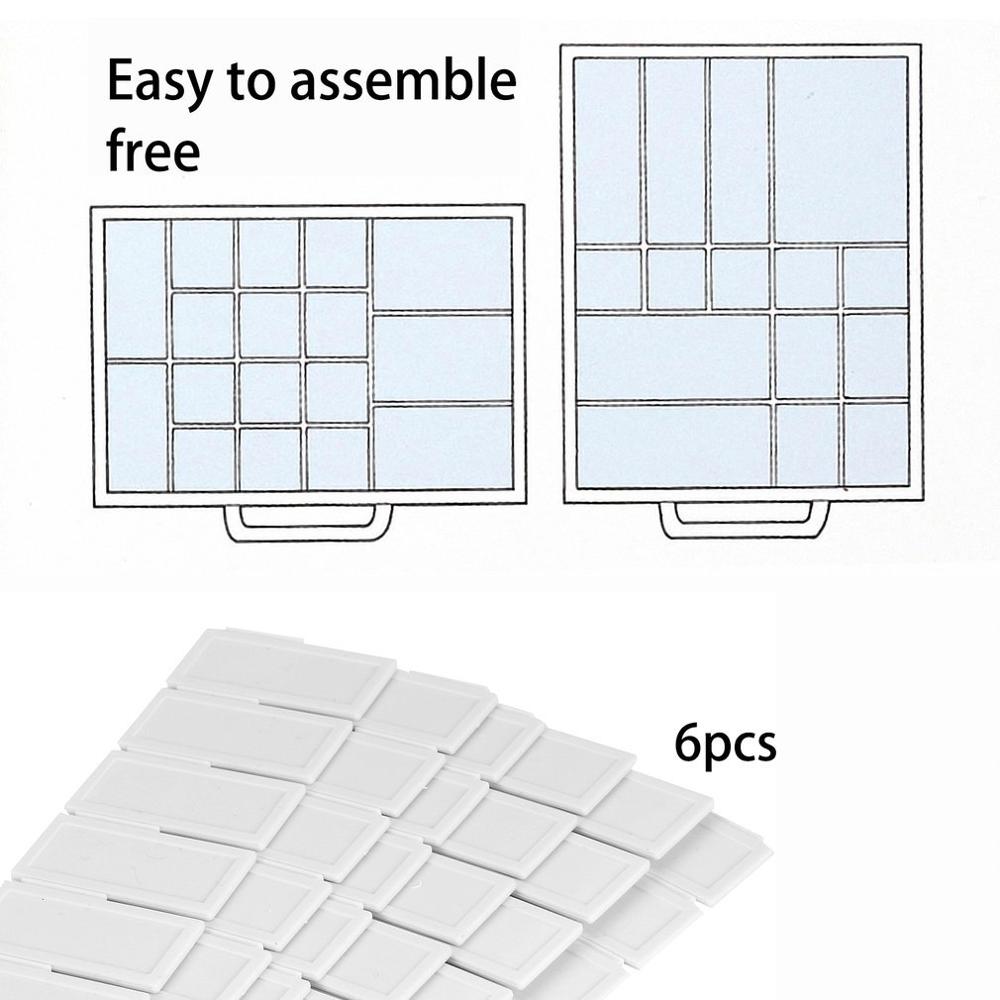 6Pcs DIY Grid Drawer Divider Household Office Necessities Adjustable Drawer Clapboard Partition Good Practical Plastic