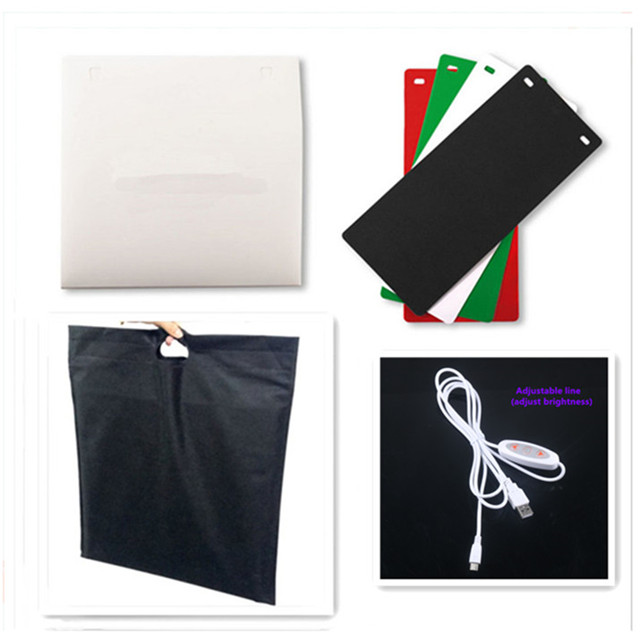 Mini Folding Lightbox 30*30cm Portable Photographic Studio Softbox Adjustable Brightness studio Kit Lightbox with 4 background: With adjustable line