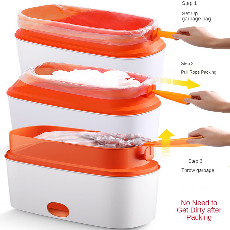 Waterproof Garbage Bucket Trash Can Portable Automatic Packing Bin Living Room Toilet Bathroom Kitchen Seal Give 2Bags