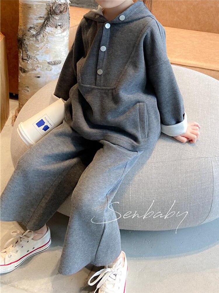 Meisje Kind Hoody Lente Kleding Wijde Pijpen Broek Kinderen Mode Stijl Vrije Tijd Sport Pak