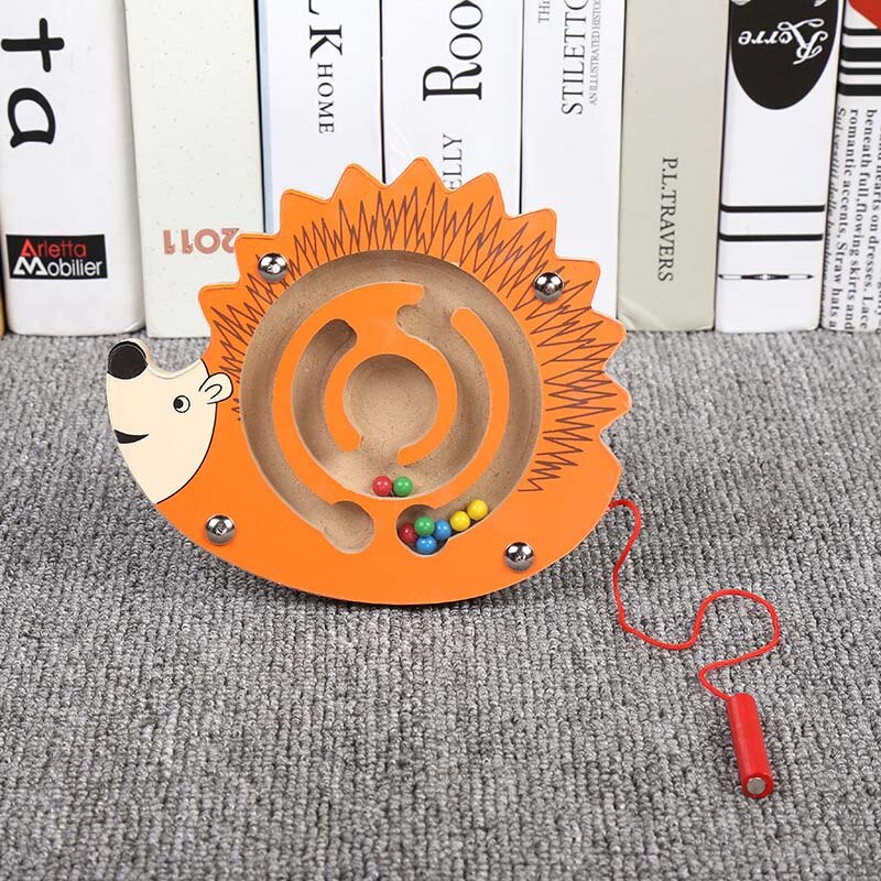 Baby Wooden Toys Maze Game Puzzle Monkey Magnetic Baby Snail Shuttle Early toy Labyrinth Learning For toys wooden toys: Hedgehog