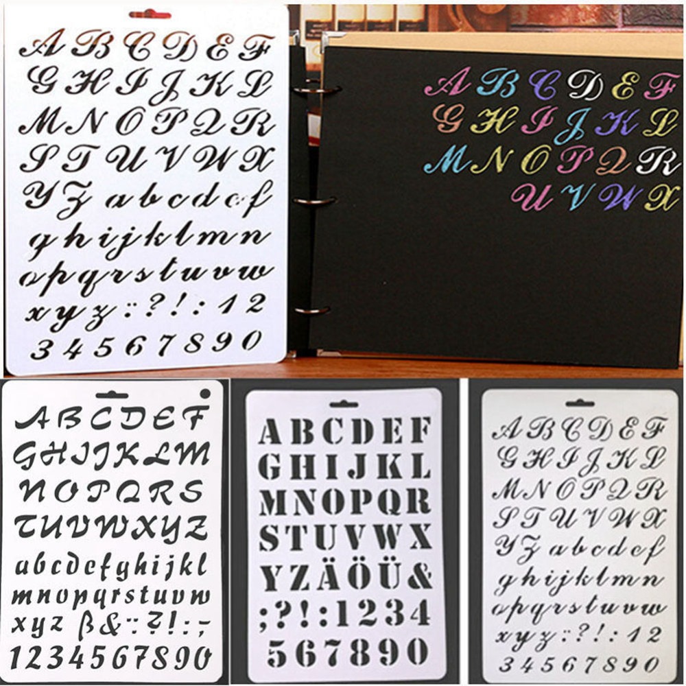 Alfabeto plantillas para letras plástico fino Número de letra pintura arte manualidad para juguetes de dibujo de bebé