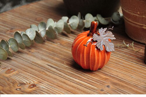 Landmalet keramik græskar ornamenter have havearbejde halloween dekoration sød græskar skrivebord dekoration  cl101: Orange