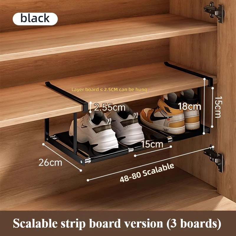 Shoe Rack Retractable Shoes Cabinet Shelf Simple Layered Partition Shoe Tray Storage Household Space-Saving Hanging Shoes Basket: green