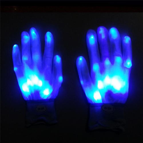 1Pair Funny LED Light Up Hand Finger Gloves Halloween Christmas Costume Dance Decor: Blue