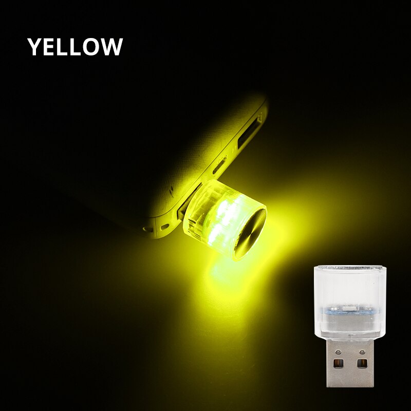 Auto Mini USB LED Umgebungs licht dekorative Atmosphäbetreffend Lampen für Innen umgebung Auto PC Computer tragbares Licht Stecker-abspielen: Gelb