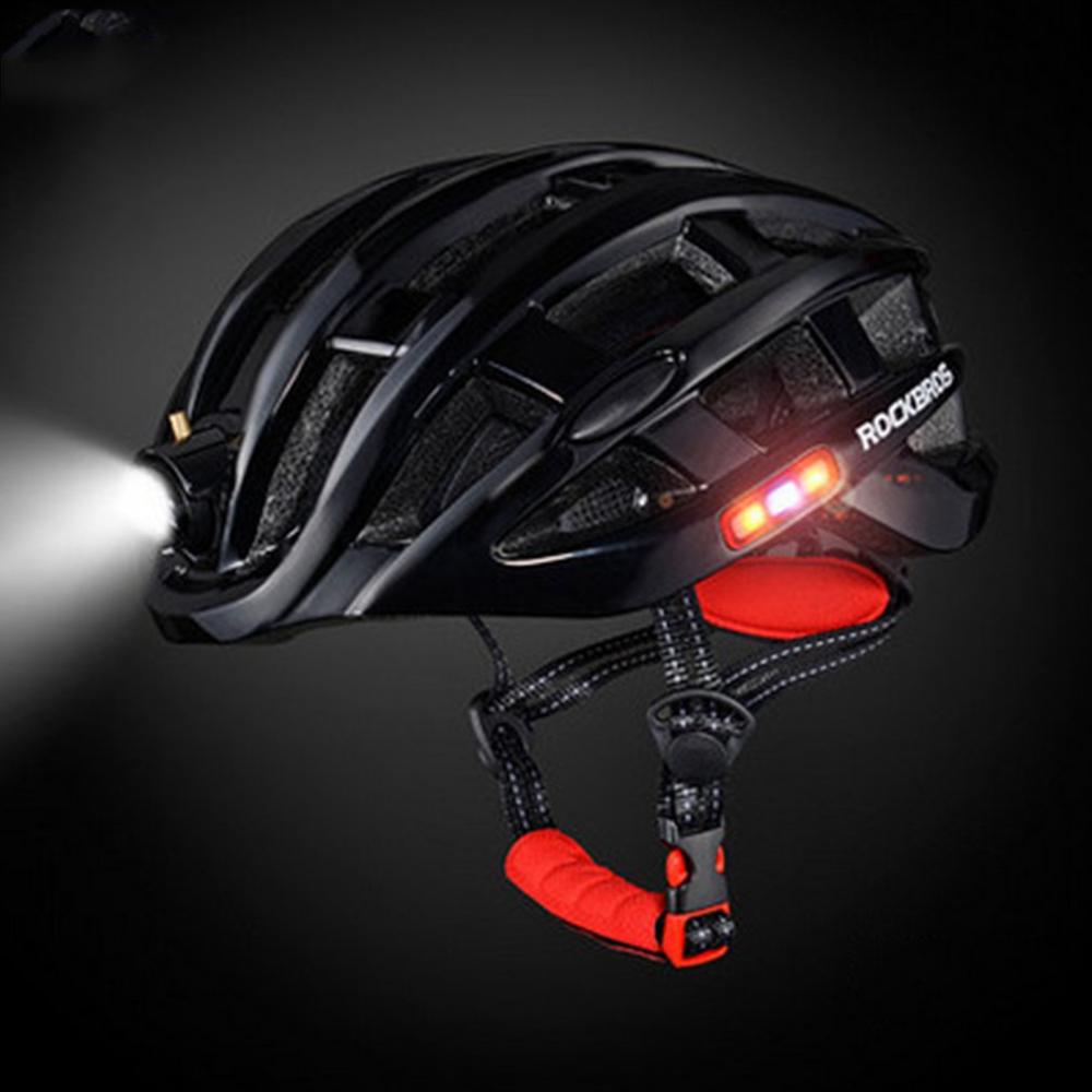 Casco deportivo para exterior ROCKBROS con luz para bicicleta de montaña casco de seguridad de conducción para ciclismo bicicleta: Black