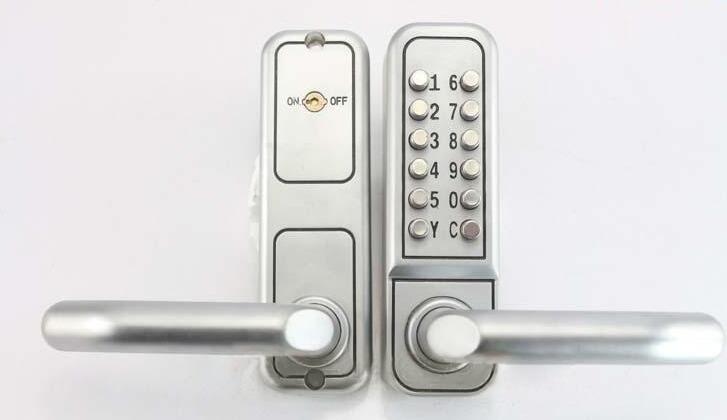 Waterproof Mechanical Gate Lock Handle Code Keypad Password Garden Wooden Door Lock Easy To Change Code Keyless Door Entry: Silver Single side