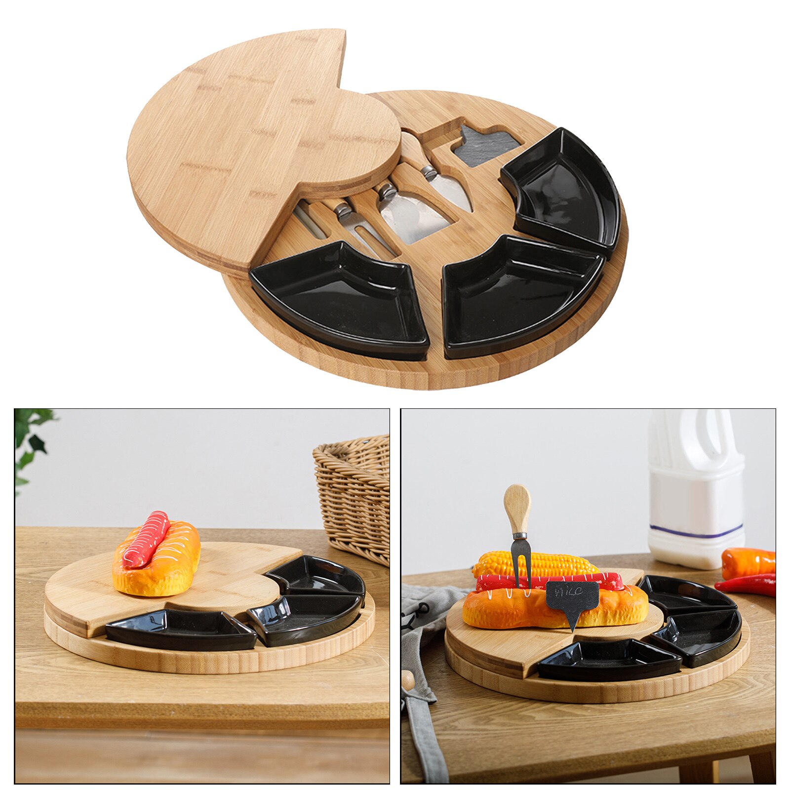 Unique Bamboo Cheese Board and Knife Set Cutting S... – Grandado