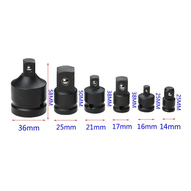 6 stuks slagdemper & hulsadapter dopsleutel 1/4 1/2 3/8 3/4 aandrijving lucht ratelsleutel aandrijfsleutelset
