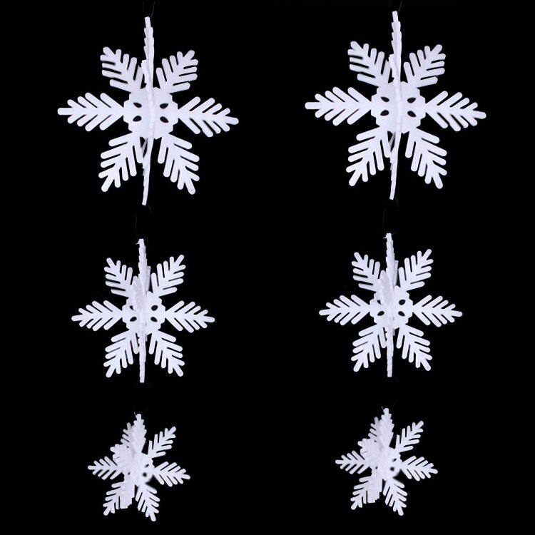 6 stks/partij Gemengde size 3D Wit Plastic Sneeuwvlok Vorm Opknoping Accessoires Voor Kerstboom Thuis Venster XMAS Party Decoratie