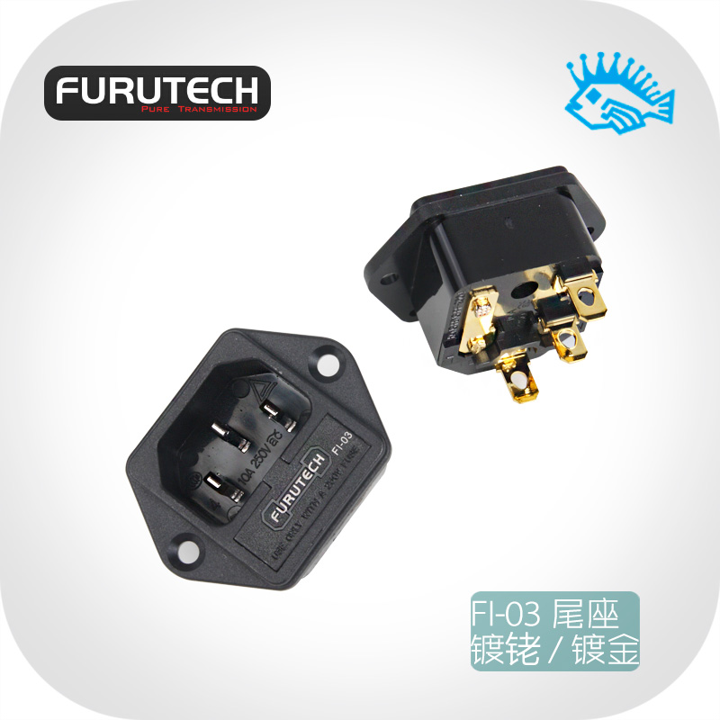 2022 Brand Originele Furutech FI-03 Ac Power Plug Socket IEC320-1 C14 Mannelijke Met Zekeringhouder Gold Rhodium Plated 10A 250V 1Pc
