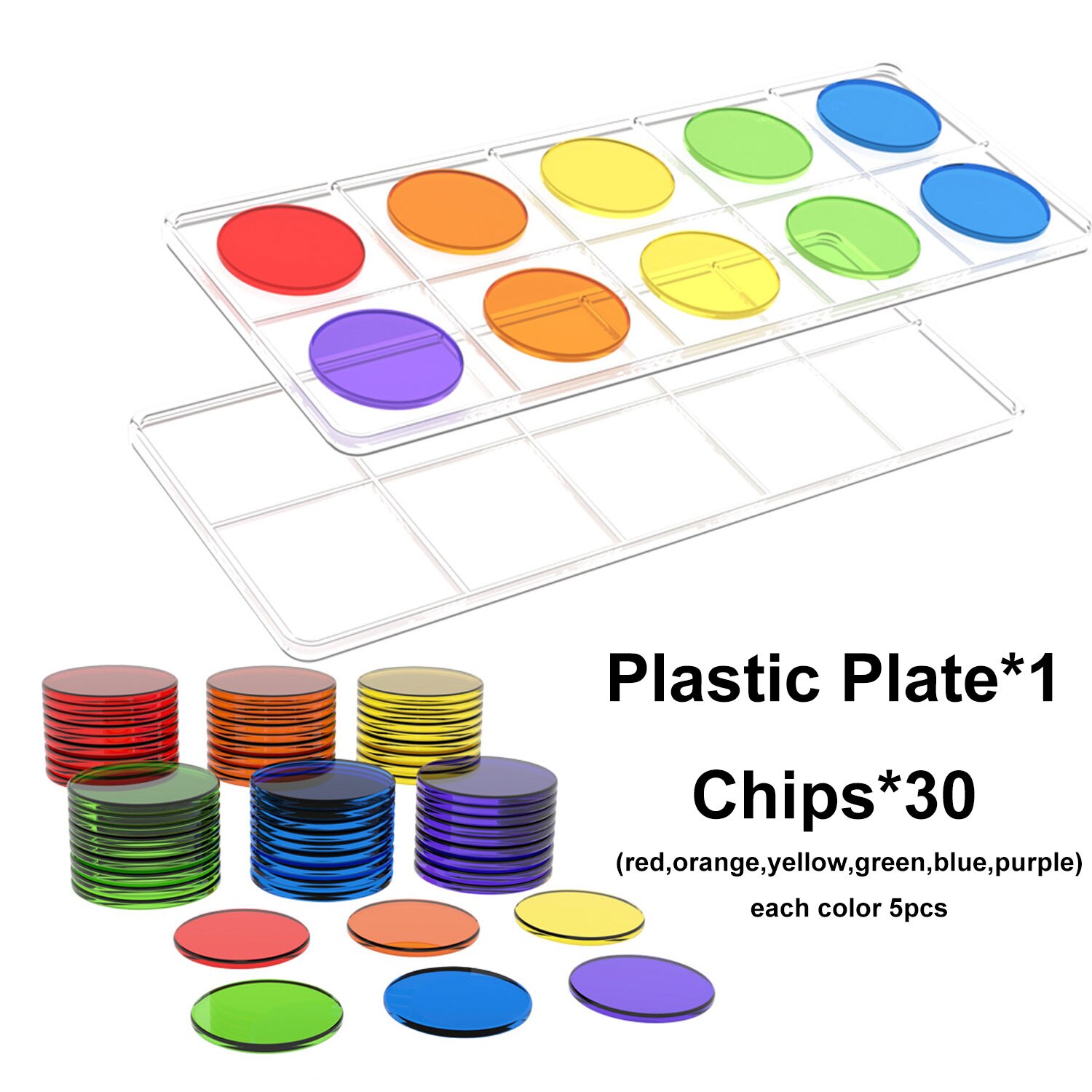 Giocattoli matematici Montessori per 3 anni numero di tavolo leggero conteggio matematica materiale giocattoli educativi in età prescolare per bambini H2365H: Colored Chips