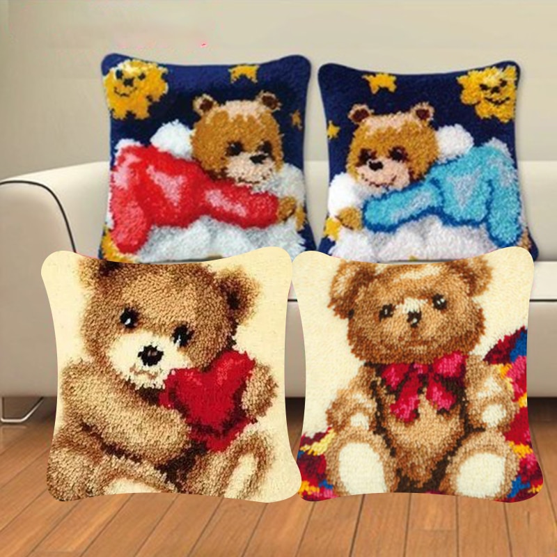 3D Segment Embroidery Pillow Latch Hook Animal Series DIY Wool Latch Hook Rug Kits Handcraft Carpet Embroidery Supplies
