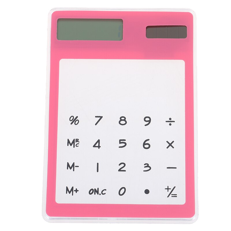 8 Digit Touch Screen Ultra slim Transparent Solar Stationery Clear Scientific Calculator use for Student School Office: Pink