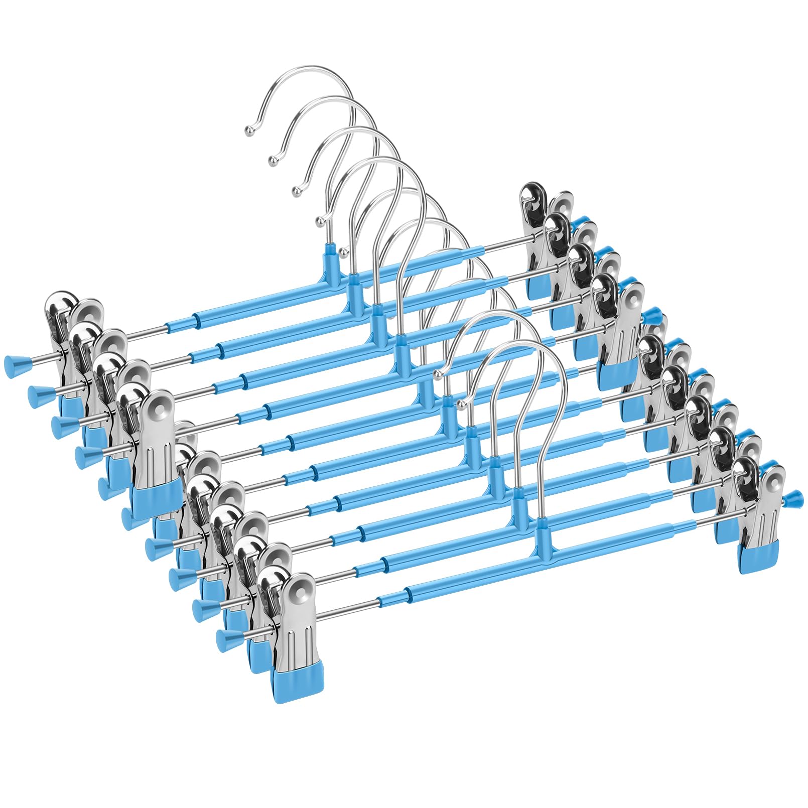 Rack Clip Stainless Steel Trousers Wardrobe Clip Anti-slip Clothespin Pants Clamp Clothes Hanger for Skirt: XXL / Blue