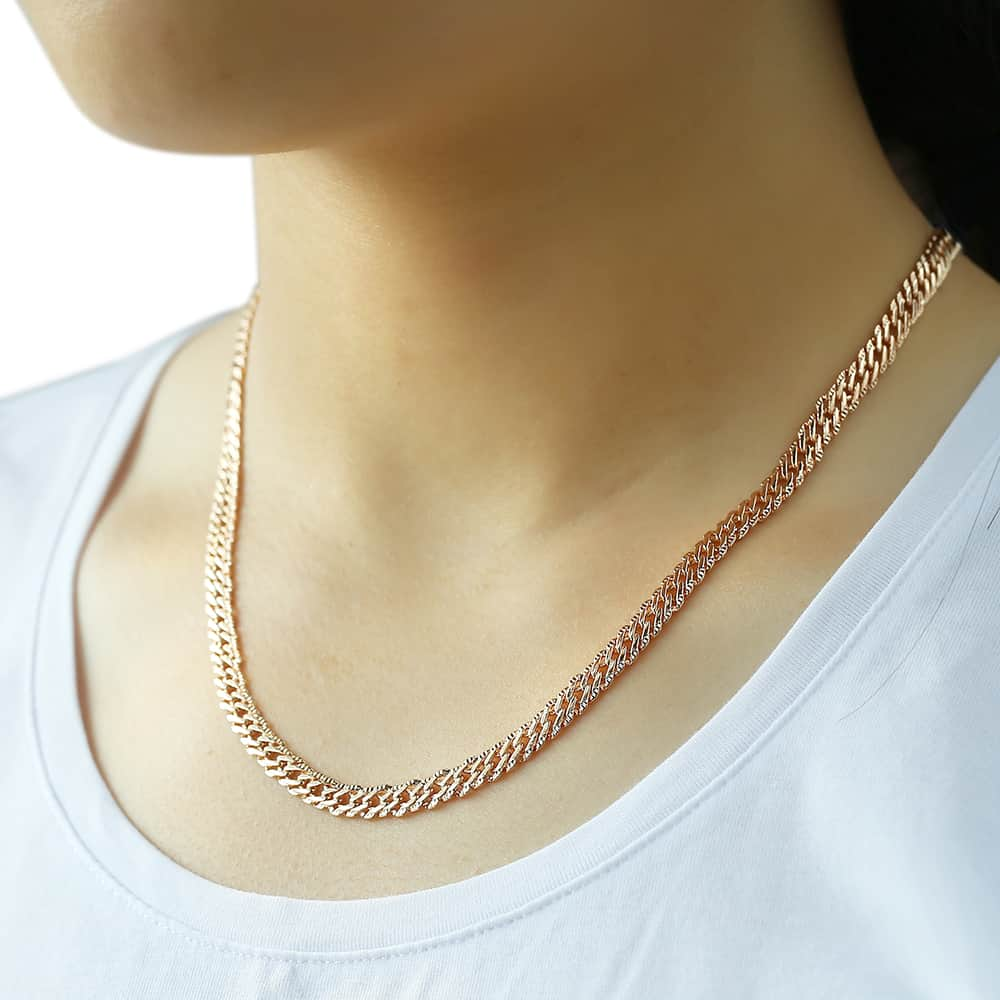 Rose Gold Necklace for Women Cuban Link Chain 585 Rose Gold Filled Womens Necklaces Chain Jewelry 5mm 50cm 55cm 60cm DLGN453