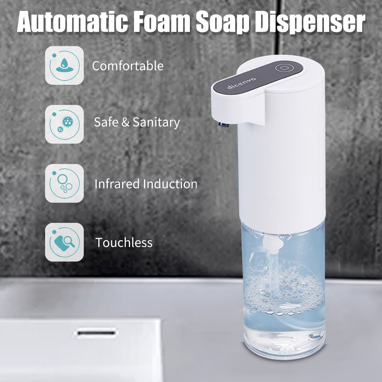 150mL Touchless Automatic Foaming Soap Dispenser Infrared Auto Foam Soap Dispenser Hand-free Foam Lotion Gel Soap Dispensers