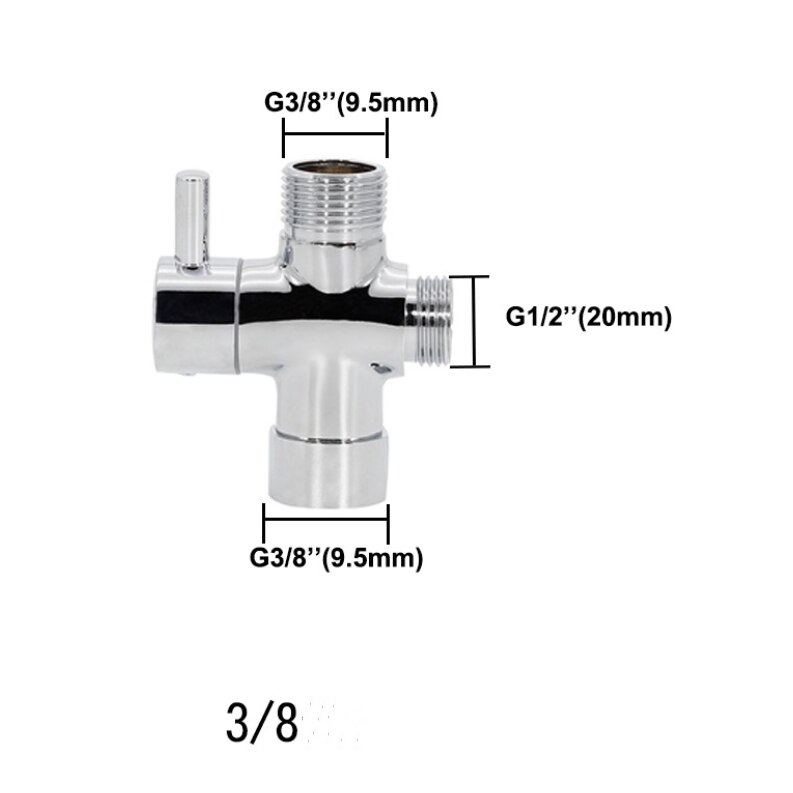 Brass Diverter Valve Shower Head Diverter Valve 3 way Water Separator Shower Tee Adapter Adjustable Bathroom Accessories: 3-8