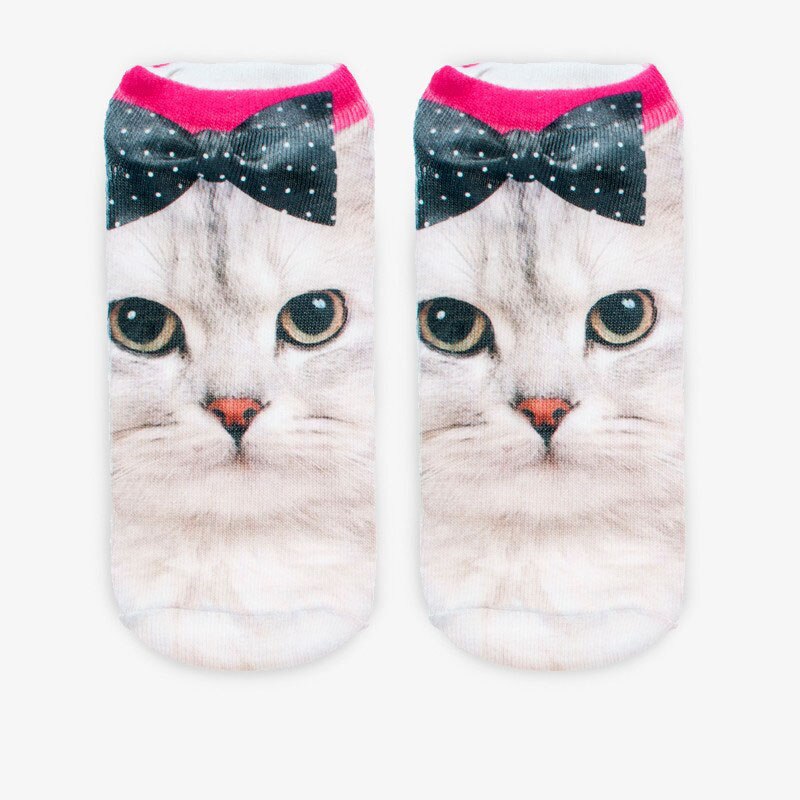 Calcetines con estampado 3D de para Mujer, calcetín tobillero de corte bajo, medias informales con estampado 3D de gato, zapatos de lona,: 19