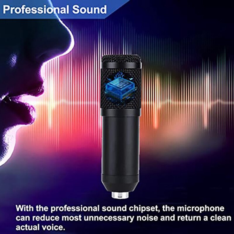 Top Deals BM838 USB Condenser Studio Microphone Set Vocal PC Recording Musical Microphone Set for Radio Braodcasting Mic Stand