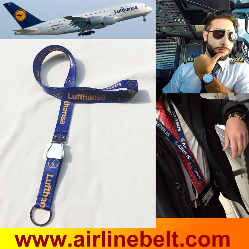 Deutsche Lufthansa AG luchtvaartlijn gordel gesp lanyard roestvrij blauw keycord Duitsland lufthansa hang touw band