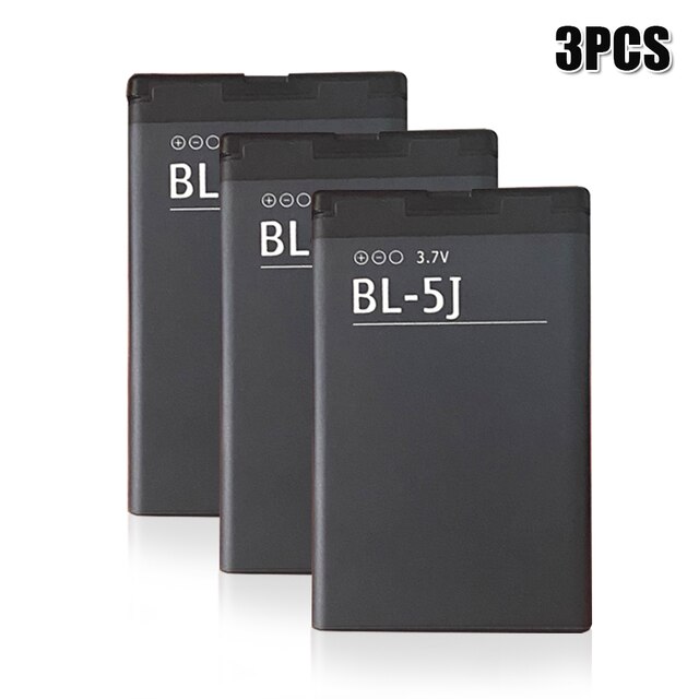 Batterie de téléphone BL-5J BL5J BL 5J 1320mAh pour Nokia 5230 5233 5235 5236 5800 XpressMusic N900 C3 Lumia 3020 520 525 530 5228 5900: 3PCS