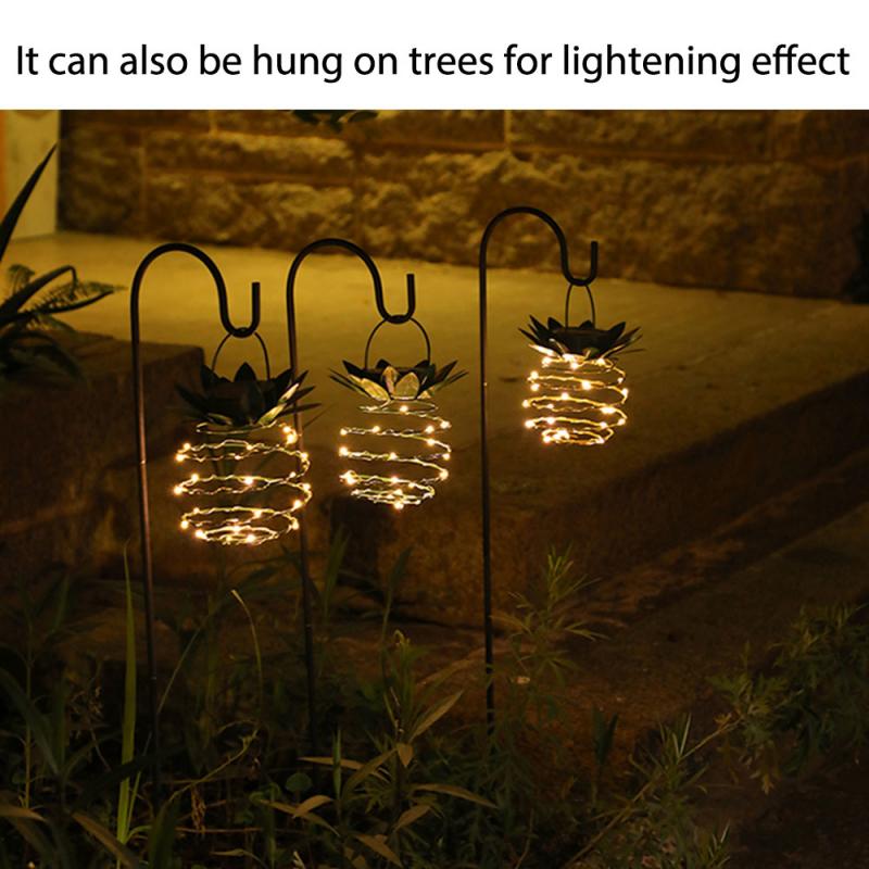 Zonne-ananaslamp, tuin, binnenplaats, waterdichte decoratieve koperdraadlamp, draagbare automatische energiebesparende ijzeren nachtlamp