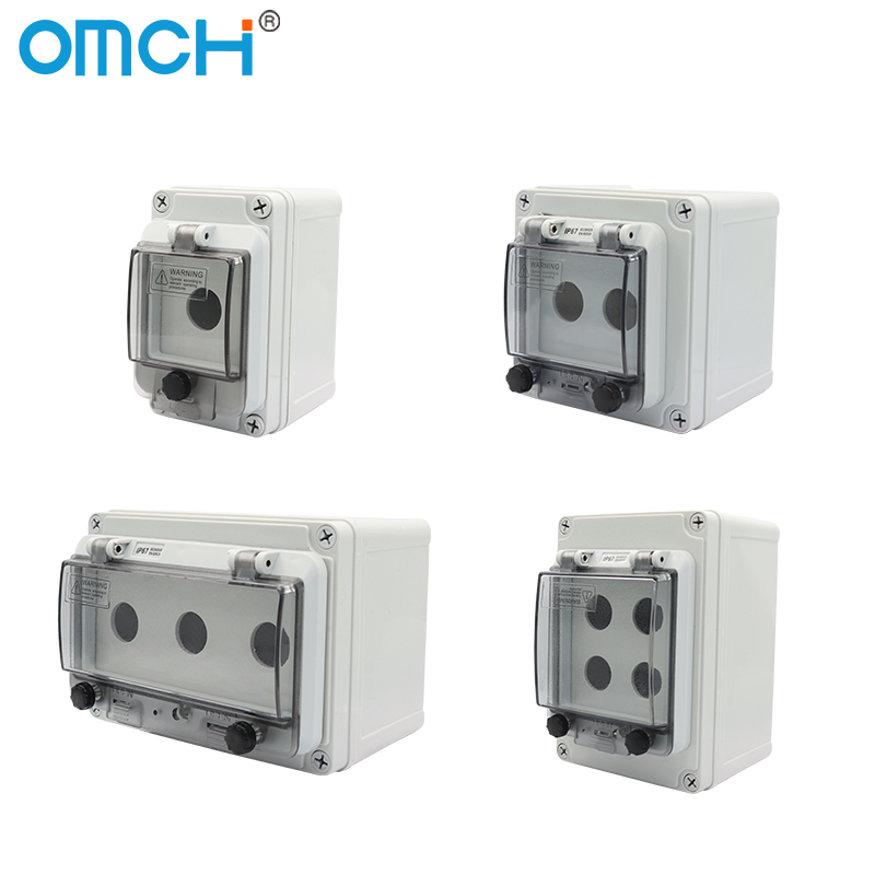 Emergency Stop Control Box Outdoor Button Switch Box With Protective Cover Waterproof Urgent Stop Button Control Box IP67