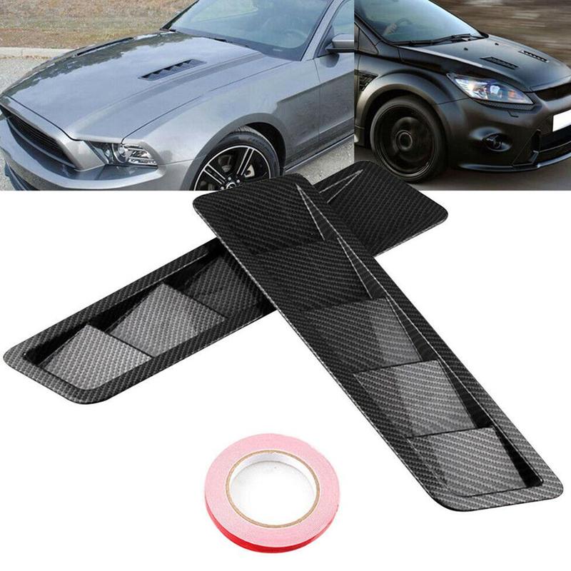 1 Pair Universal Carbon Fiber Hood Louvers Panels Vehicles Hood Vents Decoration Bonnet Vent Hood Cover Car Hood Decoration