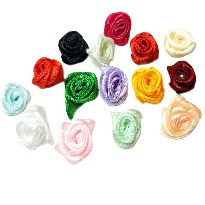 HL 60 pièces 15mm ruban Rose fleurs bricolage Appliques décorations de mariage artisanat fournitures beaucoup de couleurs