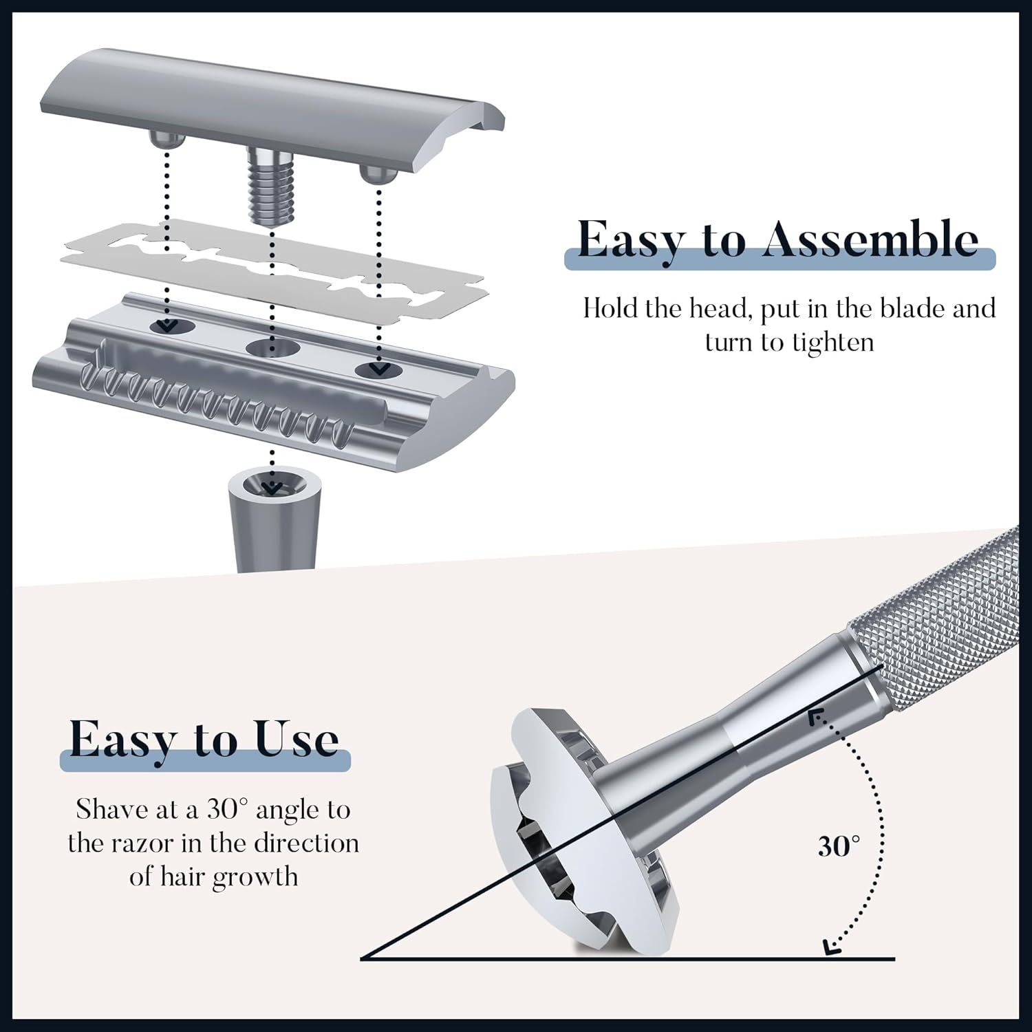 Dubbele rand veiligheidsscheermes voor mannen en vrouwen, metalen scheermes met 10 platina gecoate veiligheidsscheermesjes, milieuvriendelijk scheermes